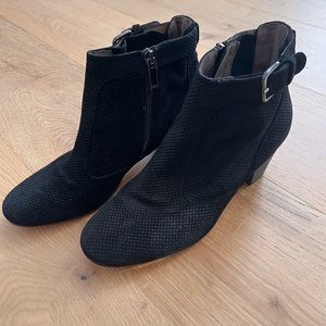 Aquatalia Perforated Black Suede Ankle Booties size 8.5